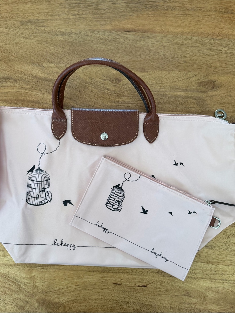 Longchamp Pink Tote with Pouch
